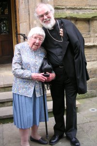 The Archbishop meets Ethel Scothern after the service