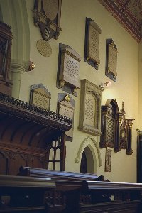 Monuments on the north wall of the chancel of St Peter's Church, Nottingham