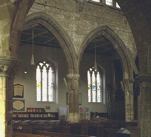The north aisle of St Peter's Church, Nottingham, seen across the nave